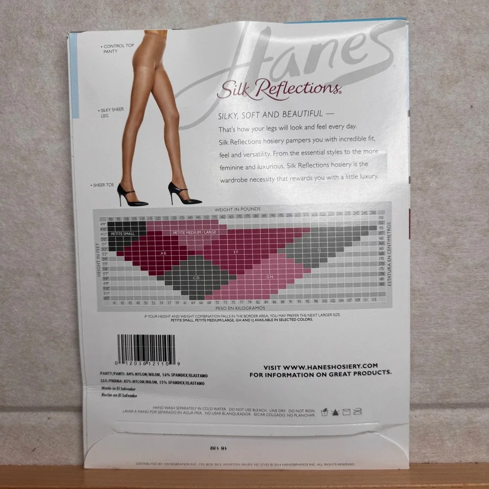 Hanes Silk Reflections Silky‎ Sheer Control Top Pantyhose Barely Black Size EF
